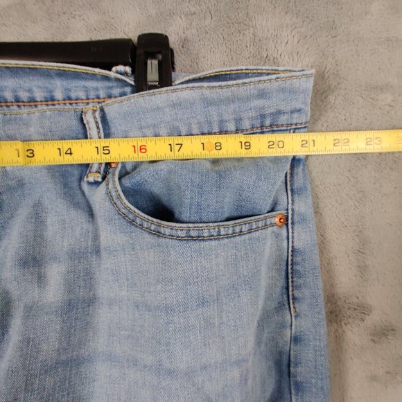 Levis 505 Jeans Men 42 Blue Straight Light Wash Denim Stretch Pants Solid 42x30 - Picture 7 of 11